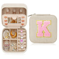 Parima Gifts for Women Girls - Travel Jewelry Case | Birthday Gifts for Women Travel Jewelry Box | Travel Gifts for Women | Travel Essentials Travel Jewelry Case| Gifts for Women - Letter K Beige